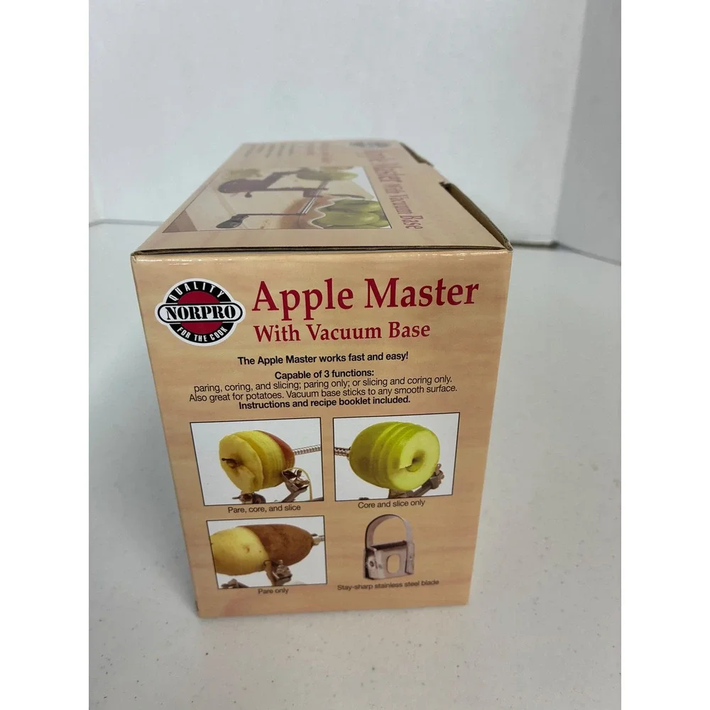 Norpro Apple Master 866R Red Apple Peeler Corer Slicer with Vacuum Base NEW